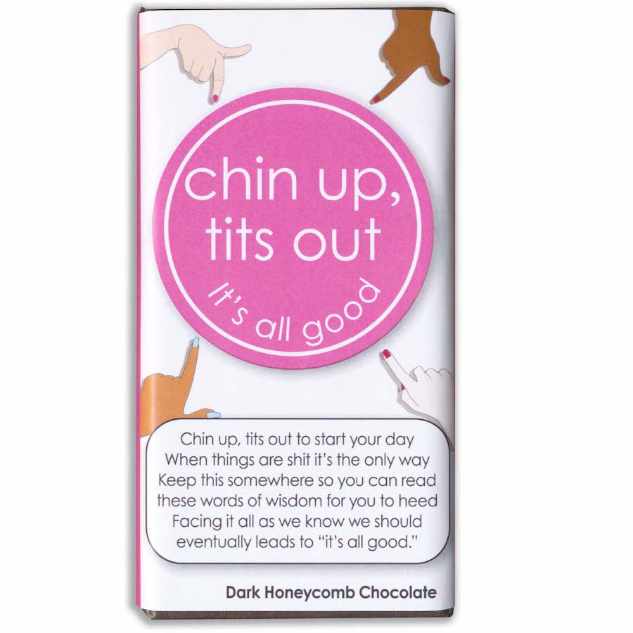 Chin Up Tits Out Vegan Friendly Honeycomb Crunch Chocolate Bar