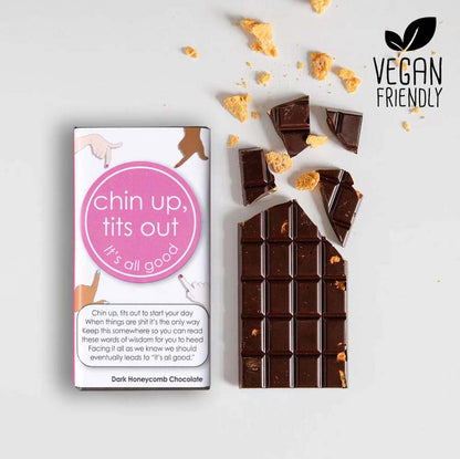 Chin Up Tits Out Vegan Friendly Honeycomb Crunch Chocolate Bar