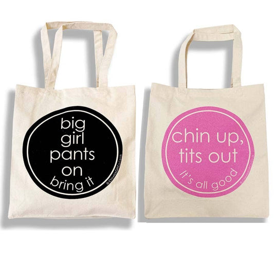 Set of Screen Printed Motivational Quote Tote Bags