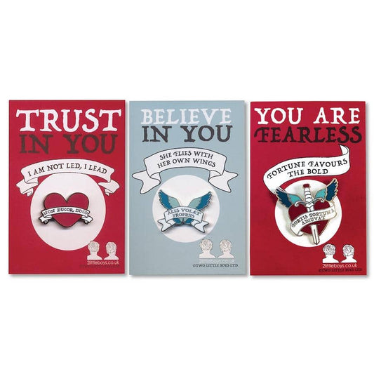 Set Of Three Believe In Yourself Latin Motto Enamel Pins