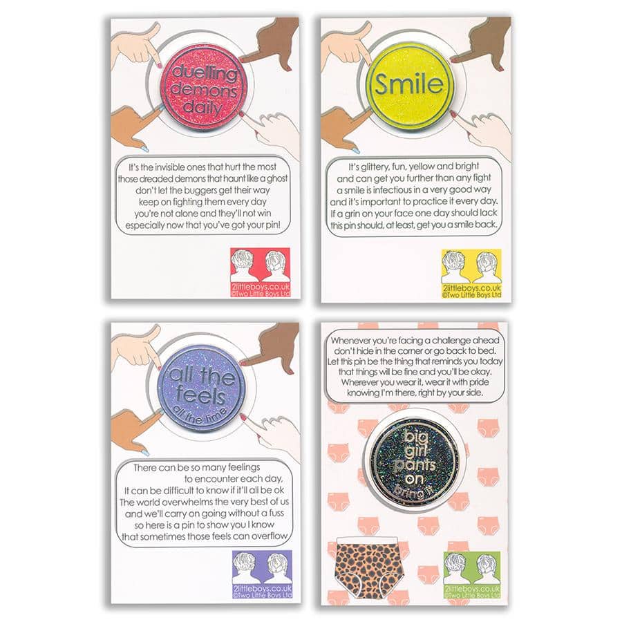 Fab Four No-Swears Set of Glitter Pins For Best Friends