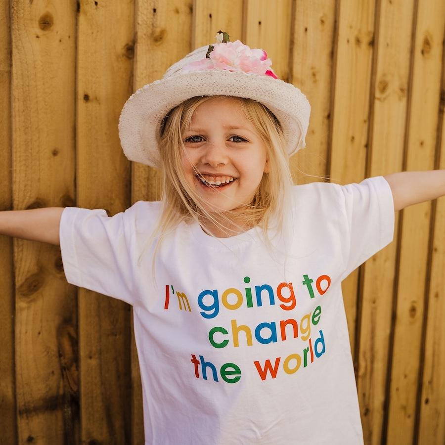 Children's I'm Going To Change The World Slogan Tee